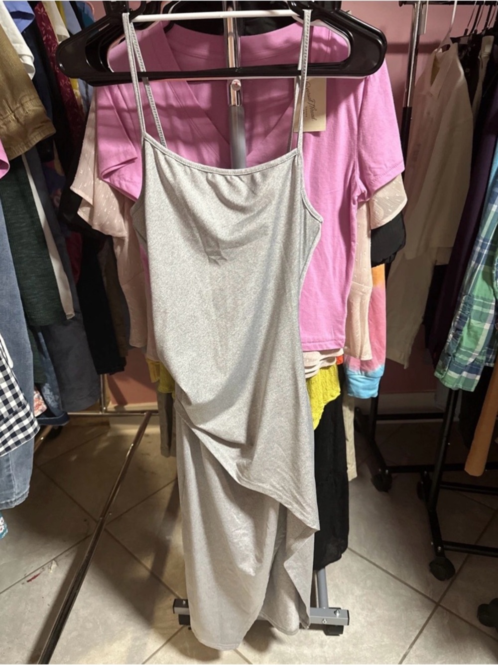 SHEIN Silver Asymmetrical Slip Dress
